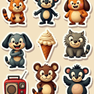 Cartoon Characters & Mascots - Sticker Sheet v5